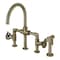 Kingston Brass KS2333RKX Bridge Kitchen Faucet with Brass Sprayer, Antique Brass KS2333RKX - alternate 1